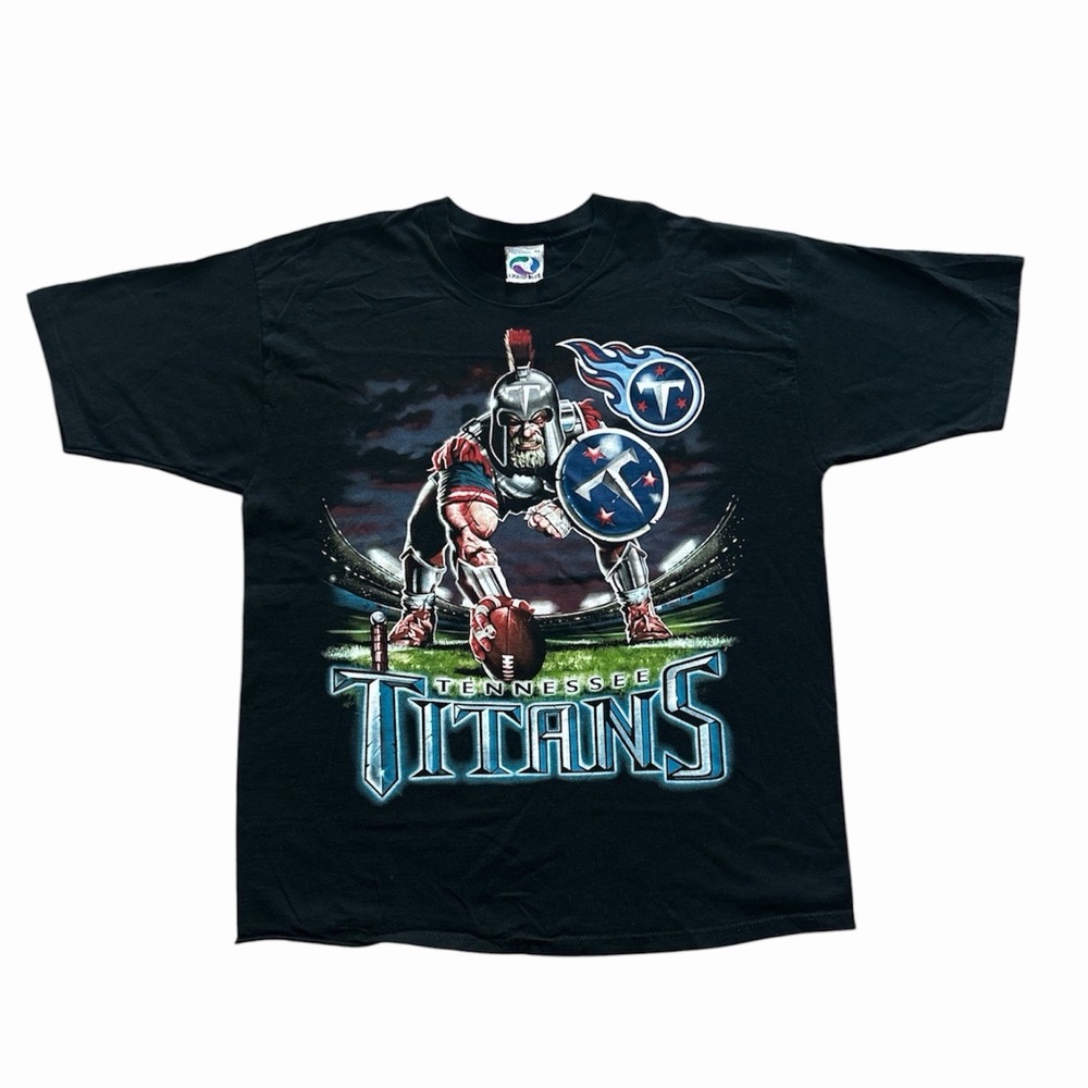 Vintage 90s Tennessee Titans Caricature Liquid Blue T-Shirt XL